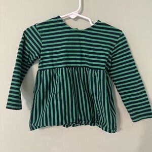 Striped Green and Navy Kids Long Sleeve Top